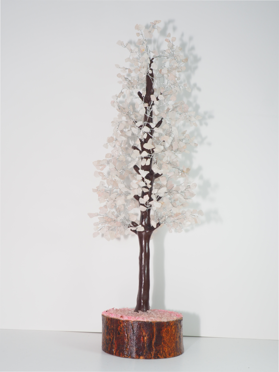 Bonsái Cuarzo Rosa Base Madera