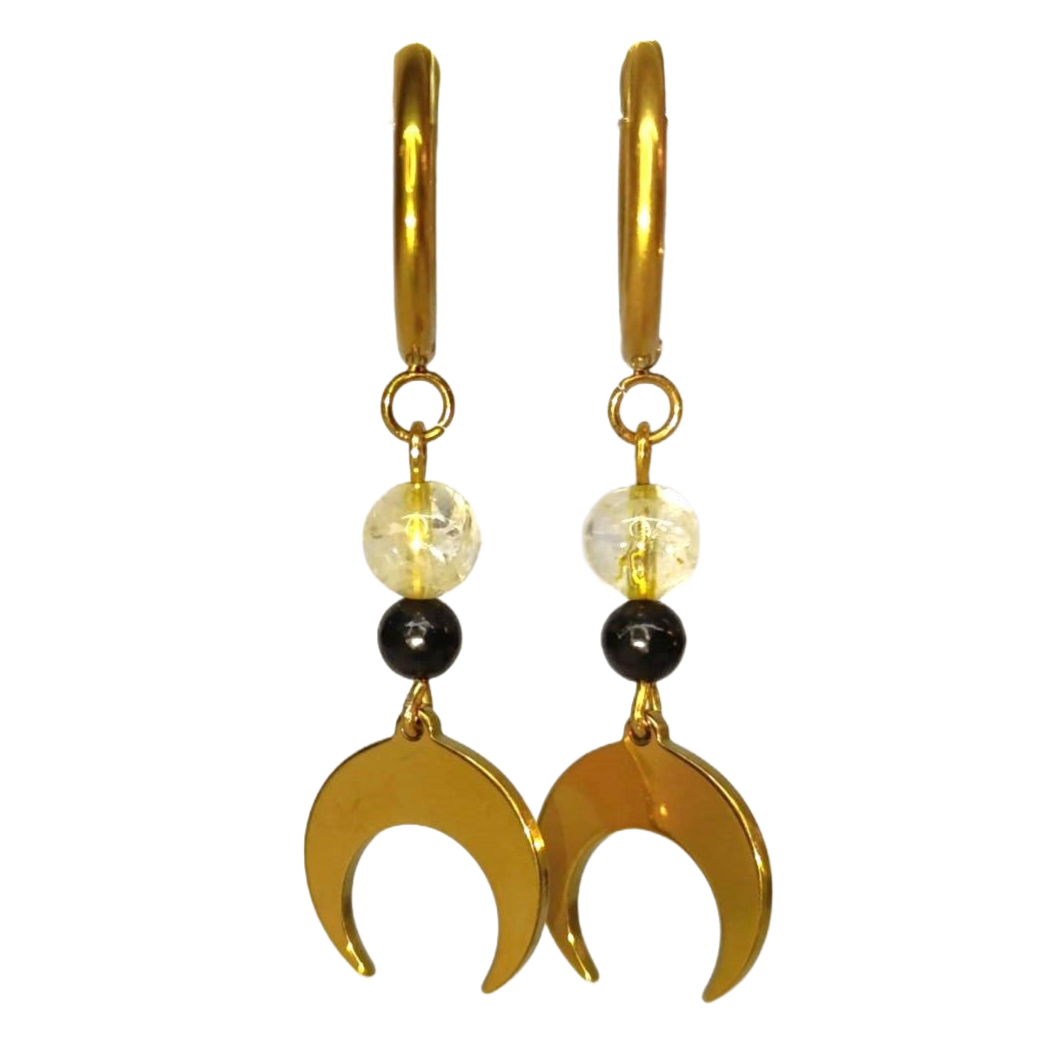 Aros Luna Citrino y Shungit