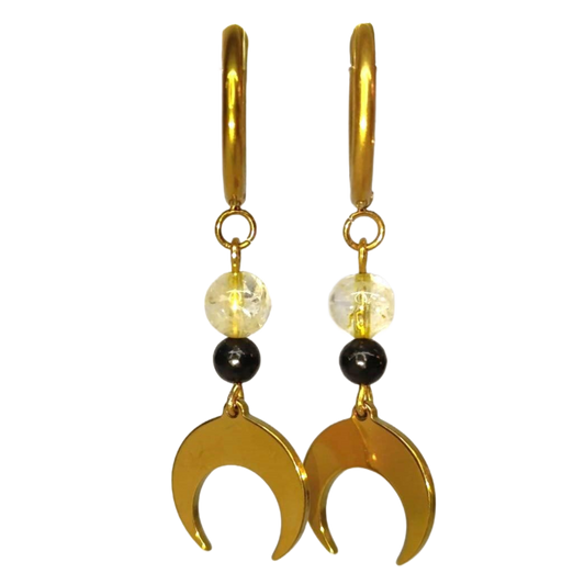 Aros Luna Citrino y Shungit